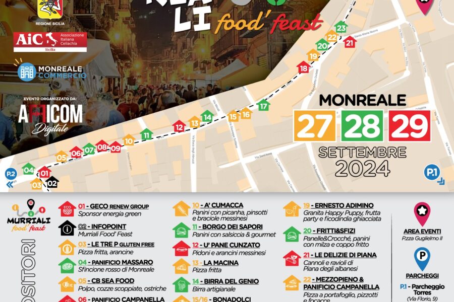 Al via “Monreale street food 2024”Da venerdì  27 a  domenica 29 settembre. Tre giorni  di divertimento e buon cibo per le strade della città normanna