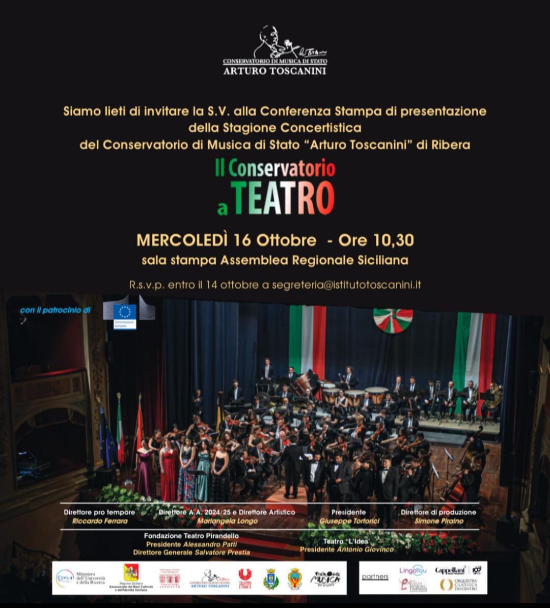 Stagione Concertistica 2024 – 2025 del Conservatorio di Musica di Stato “Arturo Toscanini”: Conferenza stampa per la presentazione del programma